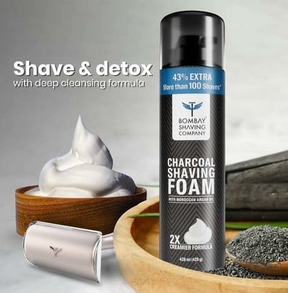 Bombay Shaving Company Charcoal Shaving Foam with Moroccan Argan Oil | 2X Creamier Formula | 428ml