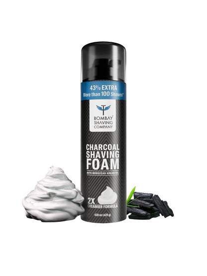 Bombay Shaving Company Charcoal Shaving Foam with Moroccan Argan Oil | 2X Creamier Formula | 428ml